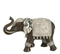DONREGALOWEB Figure d'un éléphant en résine avec la Trompe vers Le Haut en Couleur Marron et Argent