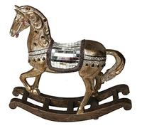 DONREGALOWEB Figurine d'un Cheval à Bascule en Résine et avec Ornements en Verre Miroir Décoré