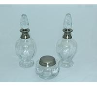 DONREGALOWEB Set de Coiffeuse en Verre et métal de Couleur Classique, Transparent et argenté,