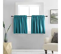 DONREN 1 paire de rideaux courts occultants avec finition de type passe-tringle, pour petite fenêtre de salle de bain, 76,2 x 61 cm, bleu sarcelle