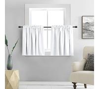 DONREN 1 paire de rideaux occultants pour petite fenêtre avec passe-tringle (132,1 x 91,4 cm, blanc pur) (bloque seulement 50 % de la lumière)