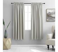 DONREN 1 paire de rideaux occultants thermo-isolants avec passe-tringle, gris clair, 132 x 160 cm de long chacun