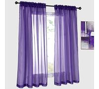 DONREN 2 rideaux de couleur unie violet foncé élégant avec passe-tringle, pour chambre à coucher, salon (132 x 137 cm)