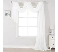 DONREN Cantonnière de fenêtre Transparente Blanche - Écharpe Semi-Transparente Douce de Luxe pour Rideaux de fenêtre de Mariage (1 Panneau, 132,1 x 540 cm de Long)