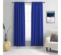 DONREN Klein Lot de 2 rideaux occultants thermo-isolants avec passe-tringle, couleur unie bleu roi, rideaux pour chambre, 107 x 213 cm