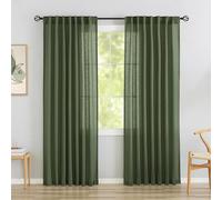 DONREN Loden/Lot de 2 Panneaux de Rideaux Semi-Transparents en Lin avec Pattes arrière pour Salon - Rideaux Semi-intimités à économie d'énergie avec Passe-Tringle filtrant la lumière pour Porte de
