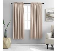 DONREN Lot de 1 paire de rideaux assombrissants thermo-isolants, coloris taupe chaud, rideaux éco-énergétiques pour salon, 107 x 183 cm