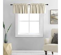 DONREN Lot de 2 cantonnières occultantes avec Passe-Tringle pour Cuisine, 132 x 40 cm de Long, Beige crème
