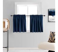 DONREN Lot de 2 panneaux de rideaux occultants à isolation thermique avec passe-tringle pour petite fenêtre - Bleu marine (106,7 x 91,4 cm)