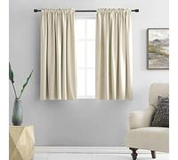 DONREN Lot de 2 rideaux assombrissants thermo-isolants avec passe-tringle, beige crème, pour chambre/salon, 107 x 114 cm (l x L)