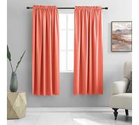 DONREN Lot de 2 rideaux assombrissants thermo-isolants avec passe-tringle, coloris corail, pour salon, 107 x 183 cm (l x L)