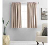 DONREN Lot de 2 rideaux assombrissants thermo-isolants avec passe-tringle, coloris taupe chaud, habillage de petite fenêtre de chambre d’enfant/cuisine, 107 x 114 cm de long