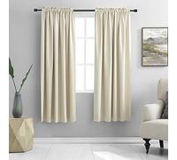 DONREN Lot de 2 rideaux assombrissants thermo-isolants avec passe-tringle, couleur unie beige crème, rideaux faciles d’entretien pour salle à manger, 107 x 183 cm