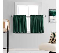 DONREN Lot de 2 Rideaux Courts de 96,5 cm de Long pour Salle de Bain - Rideaux occultants pour Petites fenêtres et Cuisine - 86,4 x 96,5 cm de Long - Vert Chasseur