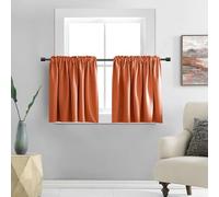 DONREN Lot de 2 Rideaux Courts Orange brûlé pour fenêtres, Rideaux à économie d'énergie pour Stores de Salle de Bain, 86,4 cm de Large x 96,5 cm de Long par Panneau, Orange brûlé