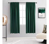 DONREN Lot de 2 rideaux de fenêtre occultants pour chambre à coucher - 160 cm de long - Vert émeraude foncé - Rideaux isolants thermiques pour salon avec passe-tringle
