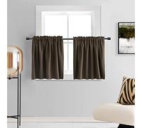 DONREN Lot de 2 rideaux demi-rideaux occultants pour petites fenêtres avec passe-tringle (132,1 x 91,4 cm de long, marron café)