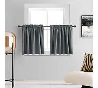 DONREN Lot de 2 rideaux occultants à isolation thermique avec passe-tringle pour salle de bain (gris moyen, 61 cm de large x 50,8 cm de long)
