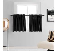 DONREN Lot de 2 Rideaux occultants à Isolation Thermique avec Passe-Tringle pour Salle de Bain (Noir, 76,2 cm de Large x 76,2 cm de Long)