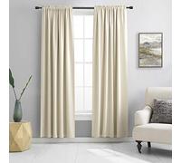 DONREN Lot de 2 Rideaux occultants et Thermo-isolants avec Passe-Tringle, Beige crème, pour Chambre/Salon, 213 cm de Long, 107 x 213 cm
