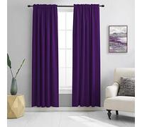 DONREN Lot de 2 rideaux occultants extra longs de 274,3 cm de long pour grandes fenêtres, avec passe-tringle, doux et au toucher, balayage au sol pour villa (violet foncé, 132,1 cm de large x 274,3 cm