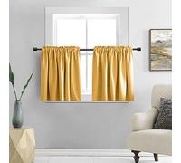 DONREN Lot de 2 Rideaux occultants pour Petite fenêtre avec Passe-Tringle - 61 cm - Jaune doré