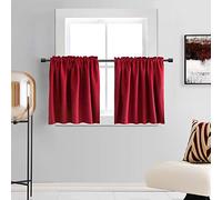 DONREN Lot de 2 Rideaux occultants Rouges pour Chambre d'enfant - Décoration d'intérieur - Rideaux Courts pour Petites fenêtres (76,2 x 76,2 cm)