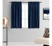 DONREN Lot de 2 Rideaux occultants Thermo-isolants avec Passe-Tringle, Bleu Marine, pour Chambre/Salle de Loisirs créatifs, 107 x 137 cm (l x L)