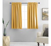 DONREN Lot de 2 rideaux occultants thermo-isolants avec passe-tringle, jaune doré, pour chambre, 107 x 114 cm