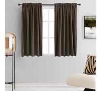 DONREN Lot de 2 Rideaux occultants Thermo-isolants avec Passe-Tringle, Marron Chocolat et Couleur café, pour fenêtre de café/Chambre, 107 cm de Large, 114 cm de Long
