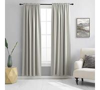 DONREN Lot de 2 rideaux occultants thermo-isolants toute saison avec passe-tringle, gris clair, pour chambre, 107 x 213 cm (l x L)