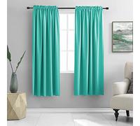 DONREN Lot de 2 rideaux occultants thermo-isolants, turquoise, pour fenêtre de salon, 132 x 160 cm de long