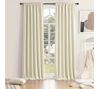 DONREN Lot de 2 rideaux thermo-isolants avec passe-tringle, beige crème, pour chambre, 107 x 244 cm