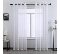 DONREN Lot de 2 voilages extra longs en voile de gaze doux et solide à œillets pour fenêtre de terrasse, chambre, 132,1 x 274,3 cm (l x L), blanc