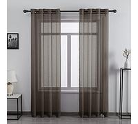 DONREN Lot de 2 voilages texturés pour habillage de fenêtre, à œillets, pour salon, 243,8 cm de long, marron chocolat