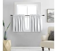 DONREN Paire de rideaux occultants pour petite fenêtre de salle de bain avec passe-tringle (106,7 x 61 cm, blanc cassé)