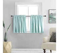 DONREN Rideaux courts occultants pour petite fenêtre - Traitement de fenêtre à isolation thermique avec passe-tringle (76,2 cm L x 76,2 cm H, 2 panneaux, aqua)