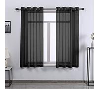 DONREN Rideaux de fenêtre semi-transparents 52" W x 45" L noir profond