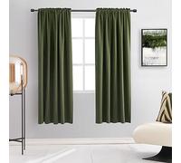 DONREN Rideaux occultants à isolation thermique pour décoration de fenêtre de maison, vacances de Noël, salon, chambre d'enfant (une paire, 132 x 182,9 cm (l x L), vert olive)