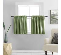 DONREN Rideaux occultants courts pour salle de bain (76,2 cm de large, vert sauge, 2 panneaux)