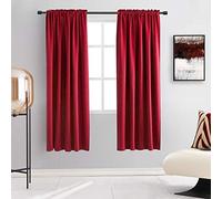 DONREN Rideaux occultants de 183 cm pour chambre à coucher, panneaux de rideaux solides à isolation thermique avec passe-tringle pour chambre d'enfant (rouge, 106,7 x 183 cm, 2 panneaux)