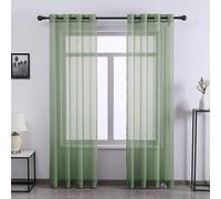 DONREN Rideaux Transparents de fenêtre Vert Sauge 213,7 cm de Long, 2 Panneaux à œillets en Voile drapés de Gaze pour Le Salon, 132,7 x 213,8 cm de Long