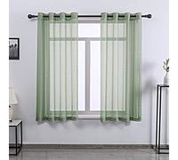 DONREN Rideaux Vert Sauge de 160 cm de Long pour Chambre à Coucher - Rideaux texturés à œillets pour fenêtre de Chambre à Coucher pour Chambre de Fille, 132 x 160 cm de Long