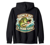 Don't Be A Dumb Bass Funny Word Play Pun Cartoon Fish Fishing Sweat à Capuche