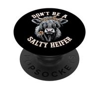 Dont Be A Salty Heifer Highland Cow PopSockets PopGrip Adhésif