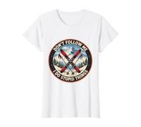 Don't Follow Me I Do Stupid Things Funny Skier Ski T-Shirt Graphique avec Valeur