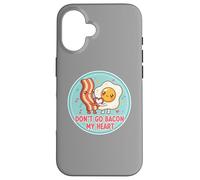 Don't Go Bacon My Heart Cute Kawai Egg Funny Couples Pun Coque pour iPhone 16