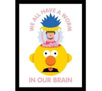 Don't Hug Me I'm Scared - Poster encadré "Worm In Our Brain" PM8815 (40 cm x 30 cm) (Blanc/Jaune/Rose)
