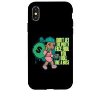 Don't Let This Pretty Face trool You I Roll Like a Boss Sista Coque pour iPhone X/XS