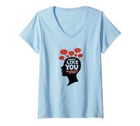 Don't Like You Voices in My Head Art de la santé mentale T-Shirt avec Col en V, Femme, Bleu Céleste, L